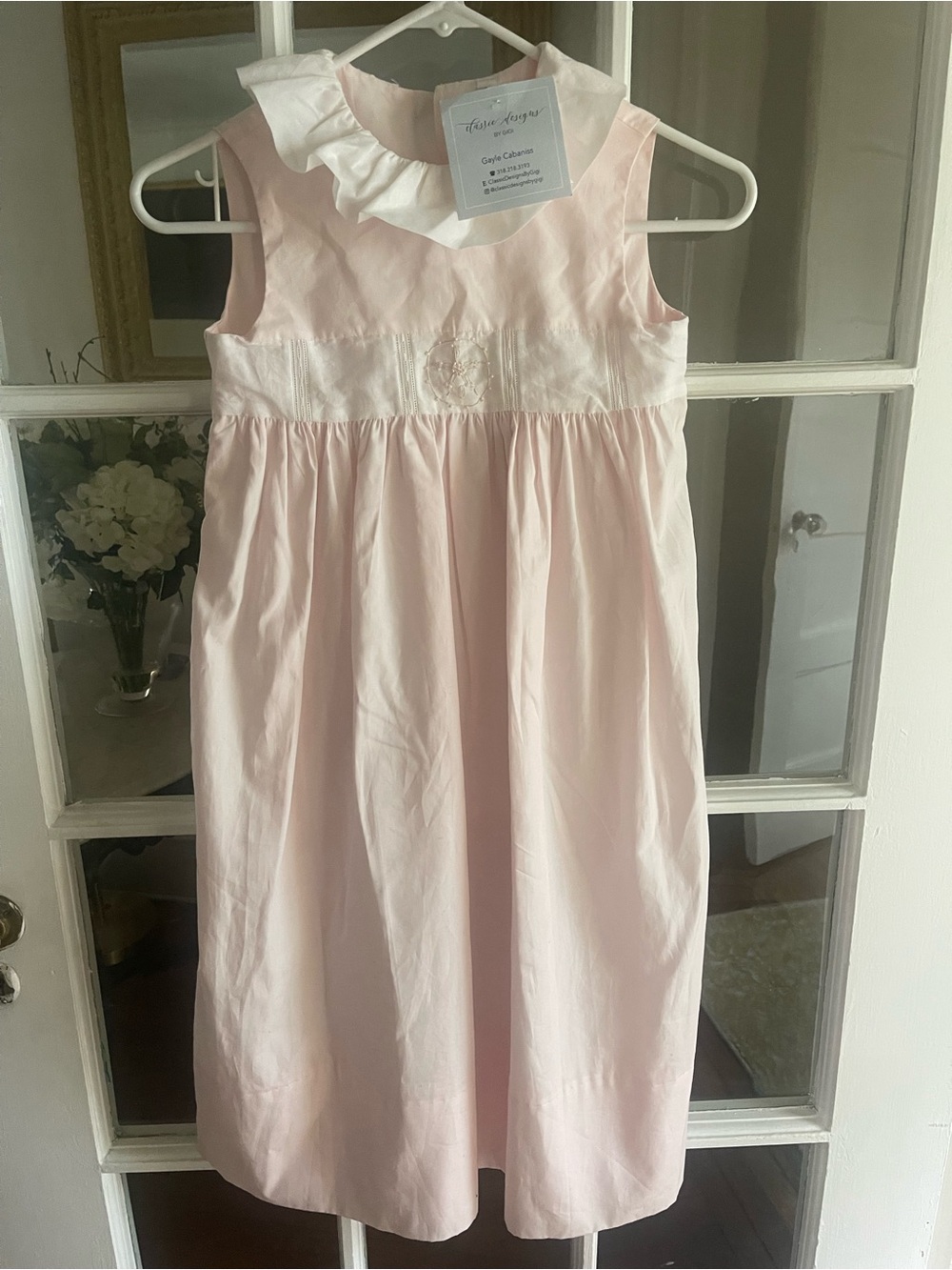Girls' Light Pink Ruffle-Collar Formal Dress by